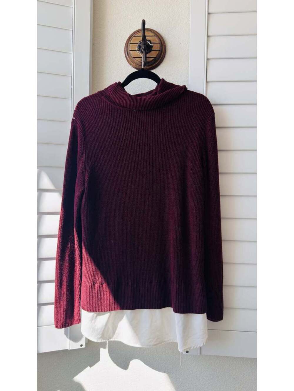 Simply Vera Vera Wang Burgundy Lace Layered Cowl Neck Sweater Size XL
